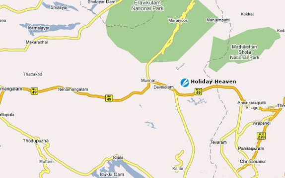 Map of munnar,holiday heaven
